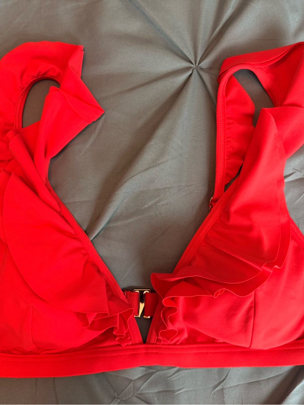 Michael Kors Red Ruffle Bikini Top